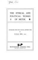 Cover for The ethical and political works of Motse.