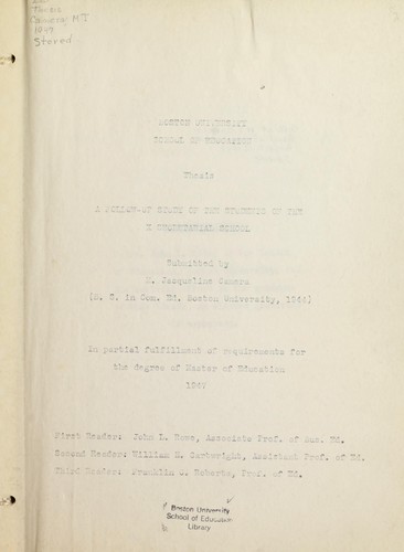 Cover for A follow-up study of the students of the X secretarial school