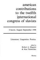Cover for American contributions to the Twelfth International Congress of Slavists