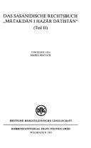 Cover for Das sasanidische Rechtsbuch "Mātakdān i hazār dātistān" (Teil II)