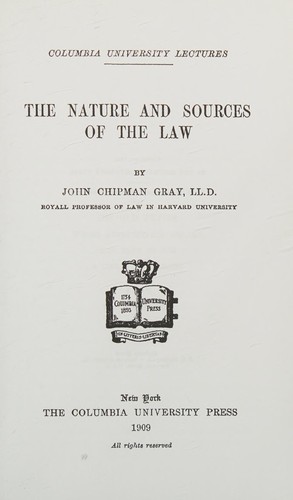 Cover for The nature and sources of the law