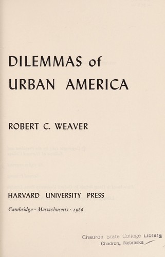 Cover for Dilemmas of Urban America.
