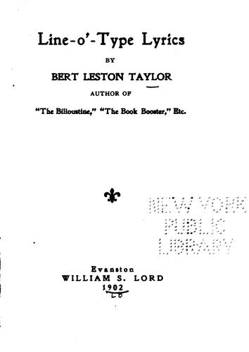 Cover for Line-o'-type lyrics