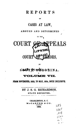 Cover for Reports of Cases at Law Argued and Determined in the Court of Appeals and ...