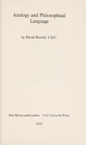 Cover for Analogy and philosophical language