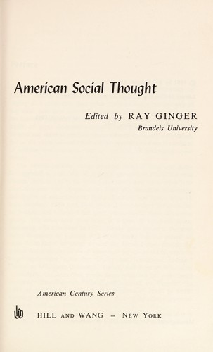 Cover for American social thought.