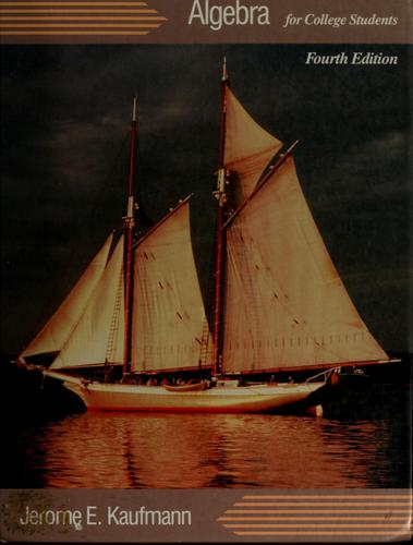 Cover for Algebra for college students