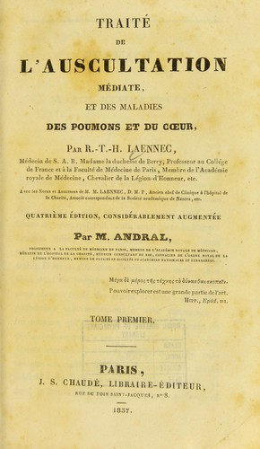 Cover for Traite de l'auscultation mediate et des maladies des poumons et du couer