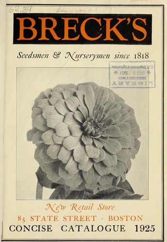 Cover for Breck's concise catalogue for 1925