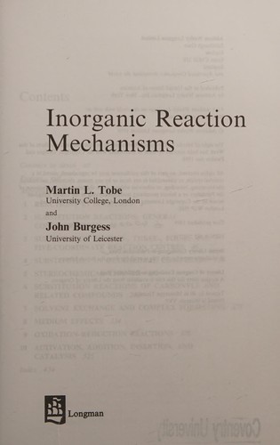 Cover for Inorganic reaction mechanisms