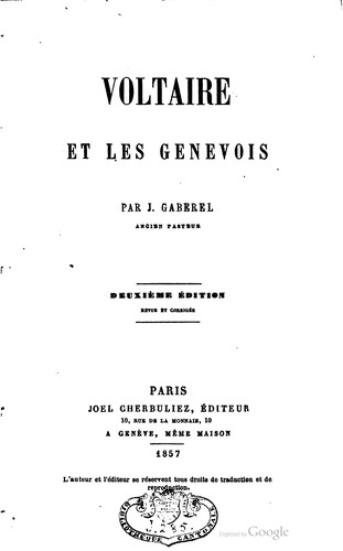 Cover for Voltaire et les Genevois