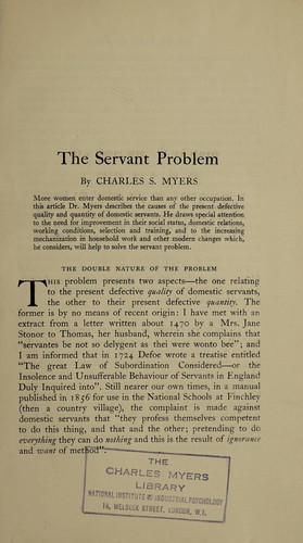 Cover for The servant problem