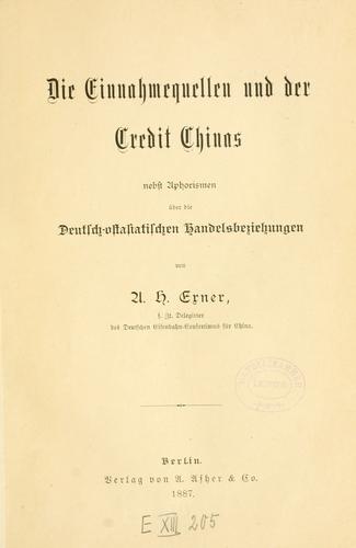 Cover for Die Einnahmequellen und der Credit Chinas