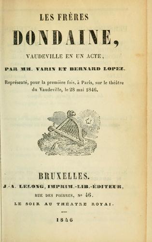 Cover for Les frères Dondaine, vaudeville en un acte