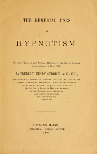 Cover for The remedial uses of hypnotism