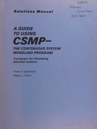 Cover for A guide to using CSMP - the Continuous System Modeling Program