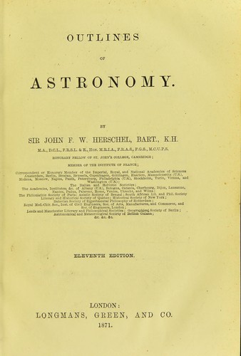 Cover for Outlines of astronomy