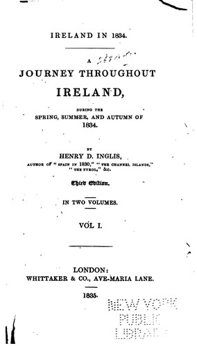 Cover for Ireland in 1834: A Journey Throughout Ireland, During the Spring, Summer, and Autumn of 1834