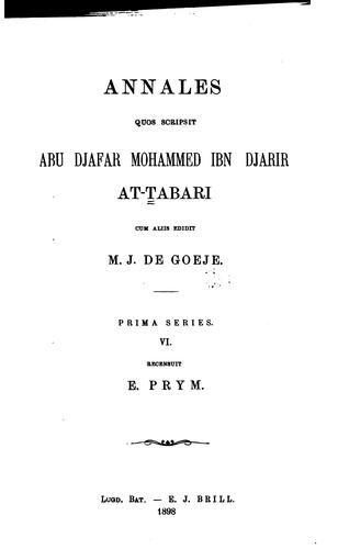 Cover for Annales quos scripsit Abu Djafar Mohammed ibn Djarir at-Tabari