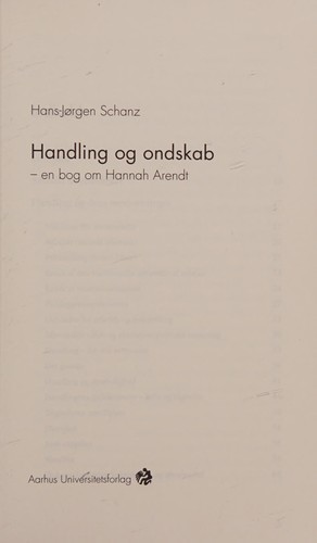 Cover for Handling Og Ondskab