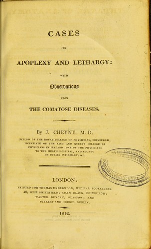 Cover for Cases of apoplexy and lethargy