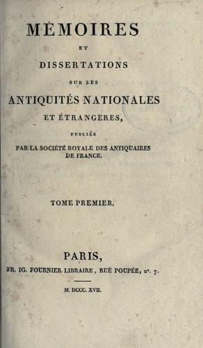 Cover for M©Øemoires de la Soci©Øet©Øe nationale des antiquaires de Fr
