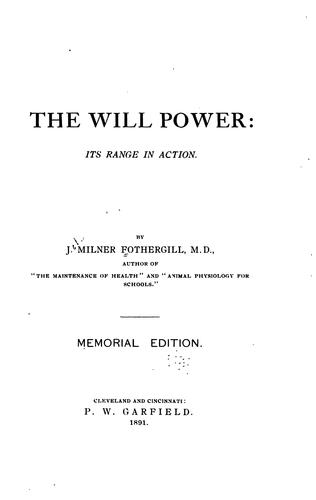 Cover for The Will Power: Its Range in Action