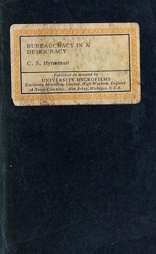 Cover for Bureaucracy in a democracy.