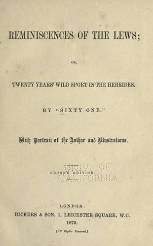 Cover for Reminiscences of the Lews