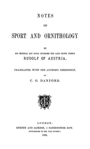 Cover for Notes on sport and ornithology.
