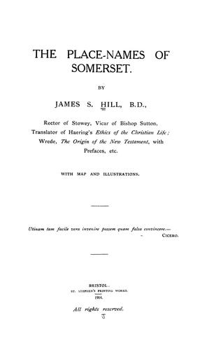Cover for The place-names of Somerset