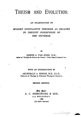 Cover for Theism and evolution