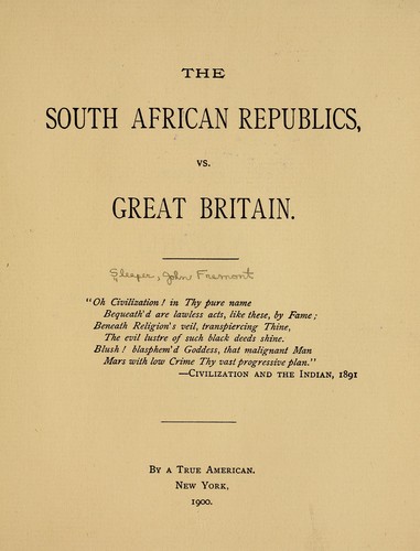 Cover for The South African republics, vs. Great Britain ...