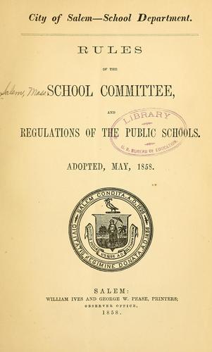 Cover for Rules of the School committee, and regulations of the public schools