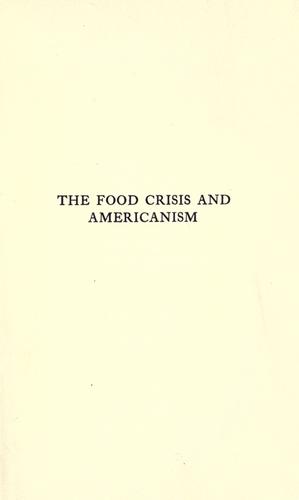 Cover for The food crisis and Americanism