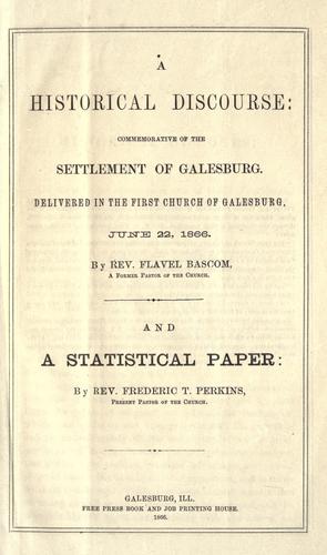 Cover for A historical discourse commemorative of the settlement of Galesburg