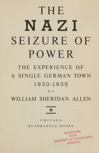 Cover for The Nazi seizure of power;