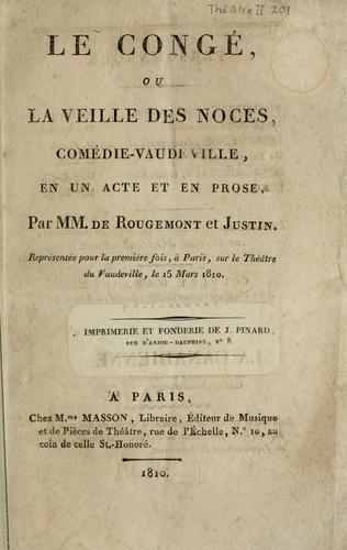 Cover for Le congé, ou, La veille des noces