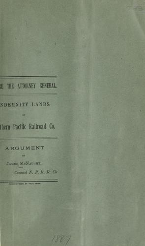 Cover for Indemnity lands of Northern Pacific Railroad Co.