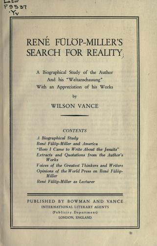 Cover for Ren©Øe F©·ul©·op-Miller's search for reality