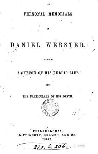 Cover for Personal Memorials of Daniel Webster ...