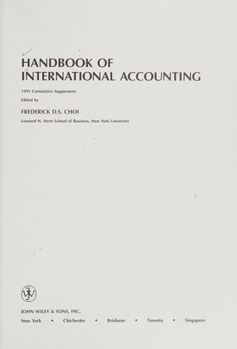 Cover for Handbook of International Accounting 1995 Cumulative Supplement (International Accounting and Finance Handbook Supplement)