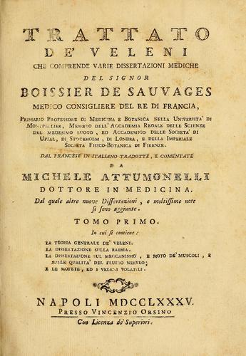 Cover for Trattato de' veleni che comprende varie dissertazioni mediche.