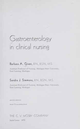 Cover for Gastroenterology in clinical nursing