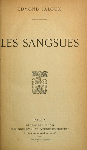 Cover for Les Sangsues