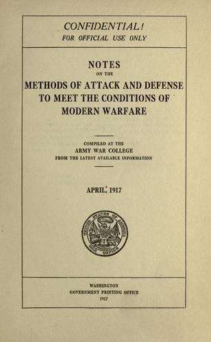 Cover for Notes on the methods of attack and defense to meet the conditions of modern warfare