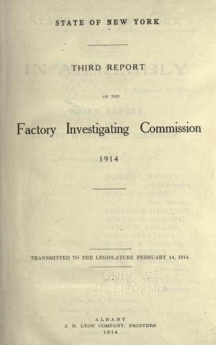Cover for Third report of the Factory Investigating Commission, 1914.