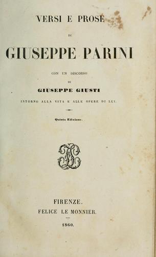 Cover for Versi e prose di Giuseppe Parini