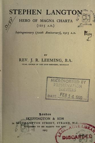 Cover for Stephen Langton