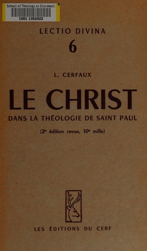 Cover for Le Christ dans la théologie de Saint Paul